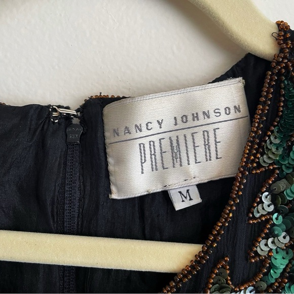 Elegant Vintage beaded bodysuit embellished unique 80s silk floral sequin event - Picture 4 of 16